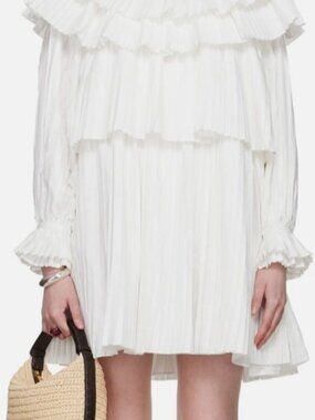 Bode Women's White Brunch Tiered Dress Size M